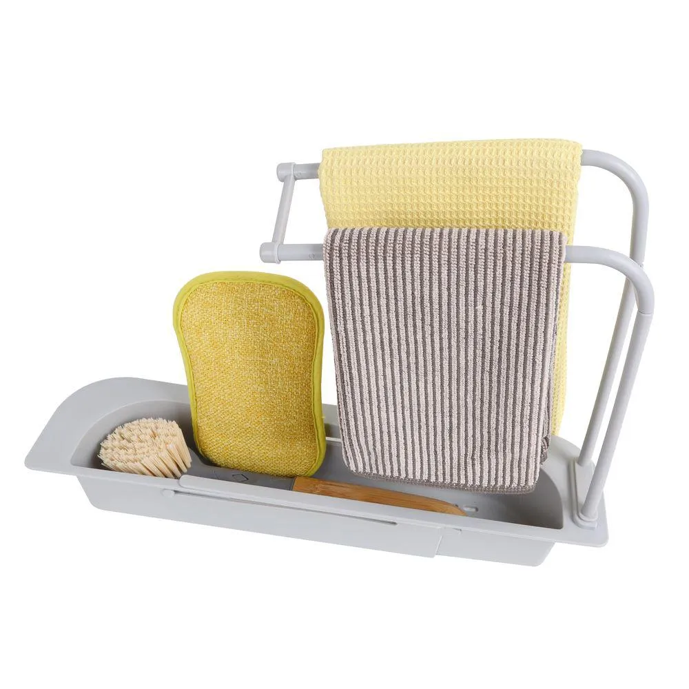 2 Rail Expandable Over Sink Caddy Grey