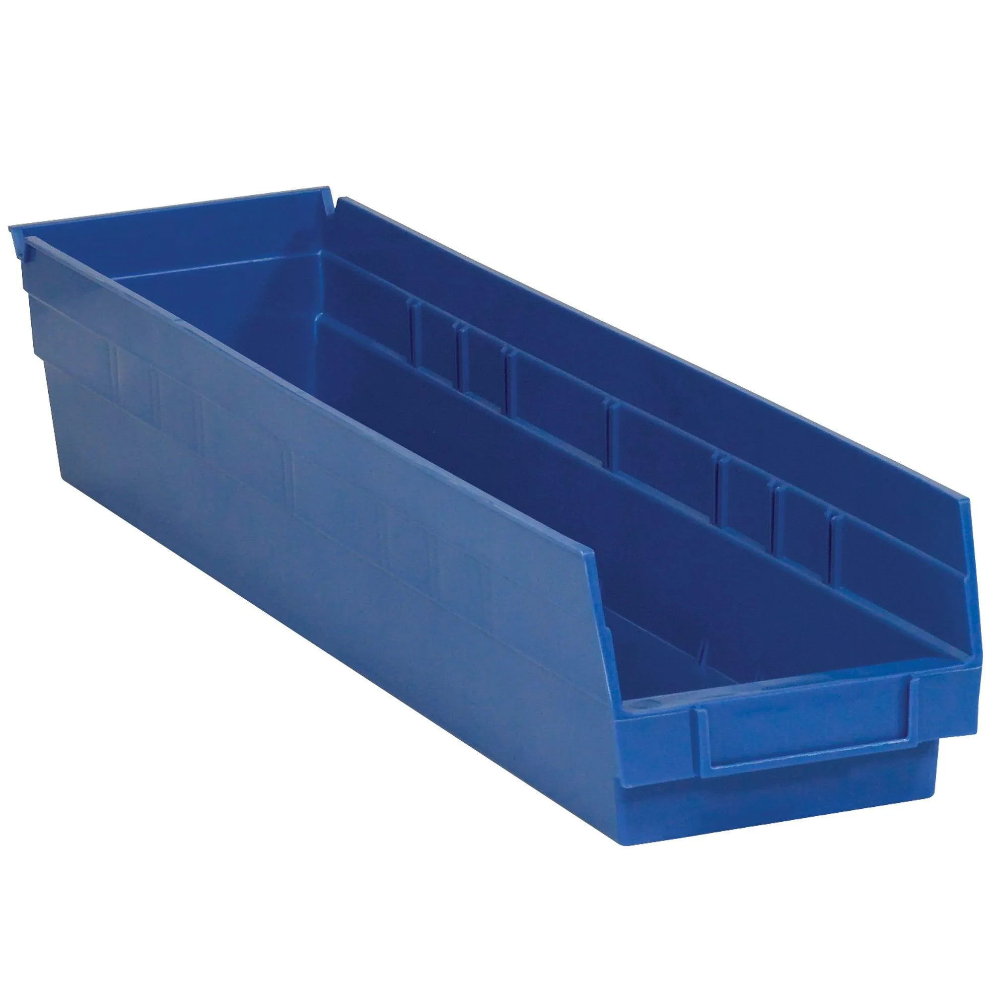 23 5/8 x 4 1/8 x 4" Blue Plastic Shelf Bin Boxes