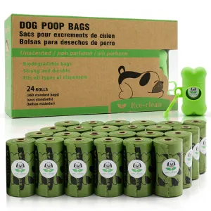 24 Rolls Degradable Pet Garbage Bag Thickened Dog Stool Bag with Dispenser