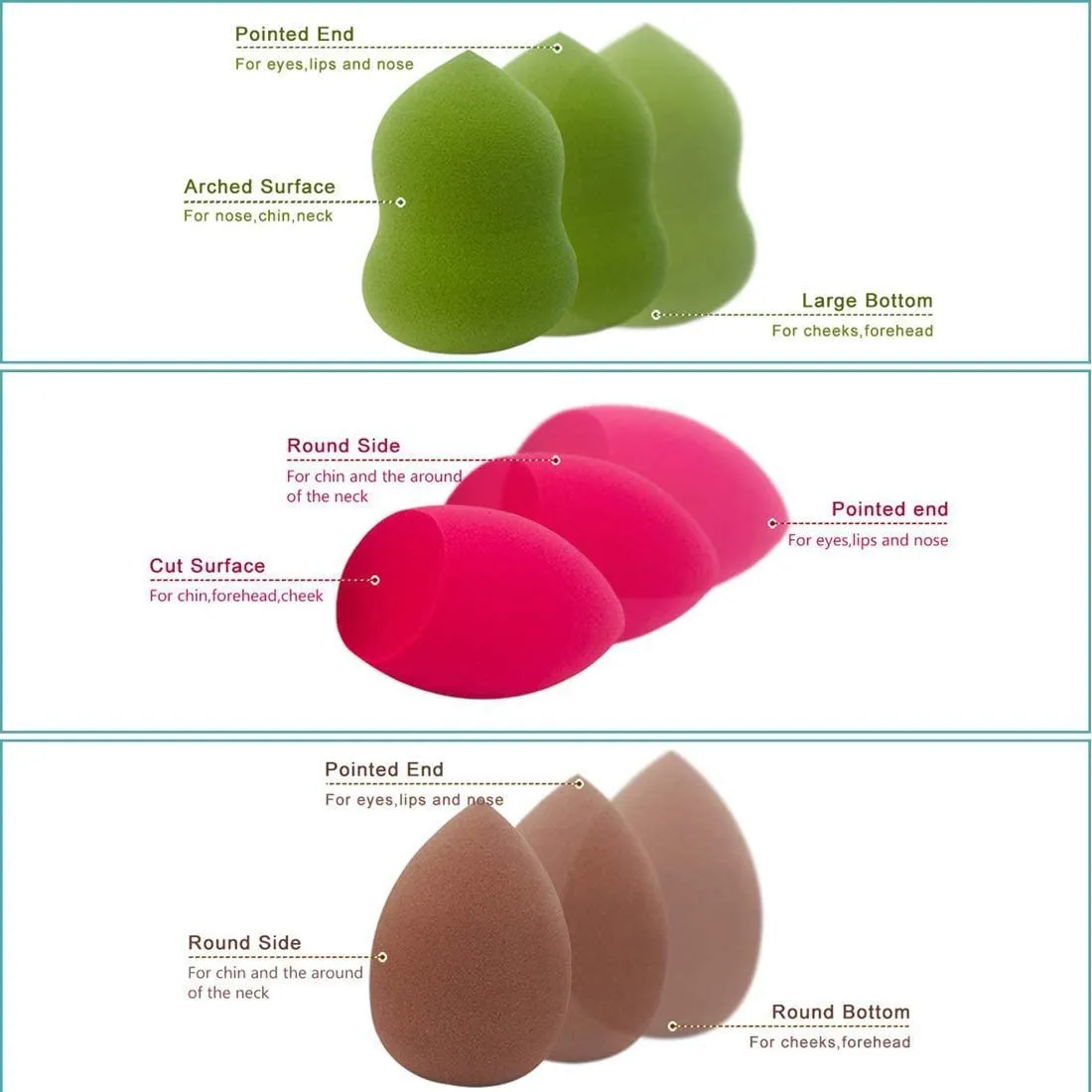 3 Pack Makeup Sponge Cosmetic Sponges with Holder