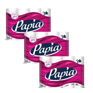 3 x Papia 3ply Toilet Paper 24 Rolls