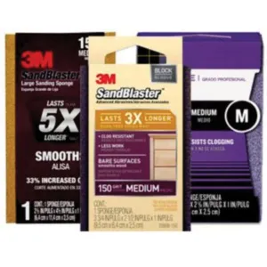 3M 06966 Sanding Sponge, 4-1/2 in L, 3/16 in W, 60 Grit, Medium, Aluminum Oxide Abrasive