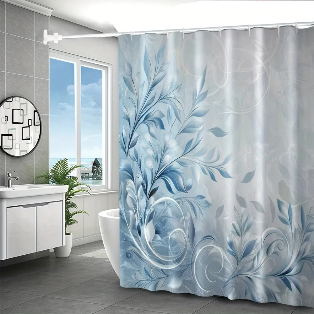 4 pcs blue grass digital printing polyester waterproof bath curtain non-punching partition bathroom bathroom four-piece set