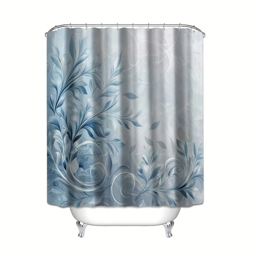 4 pcs blue grass digital printing polyester waterproof bath curtain non-punching partition bathroom bathroom four-piece set