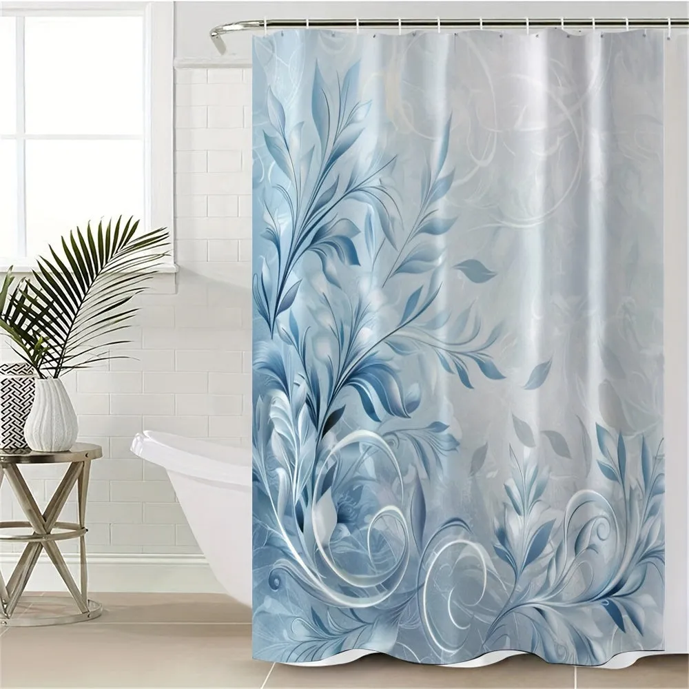 4 pcs blue grass digital printing polyester waterproof bath curtain non-punching partition bathroom bathroom four-piece set