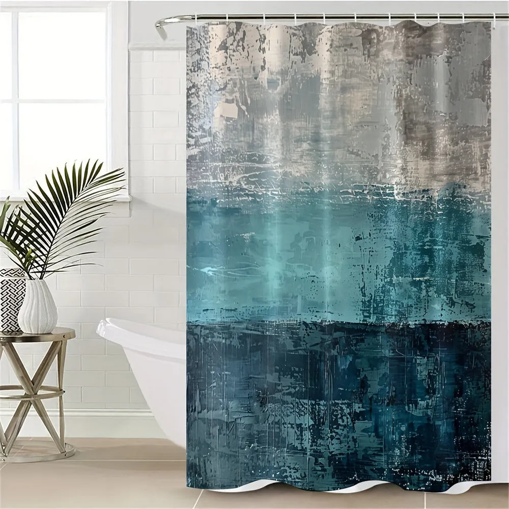 4 pcs three-color hybrid digital printing polyester waterproof bath curtain non-punching partition bathroom bathroom four-piece set