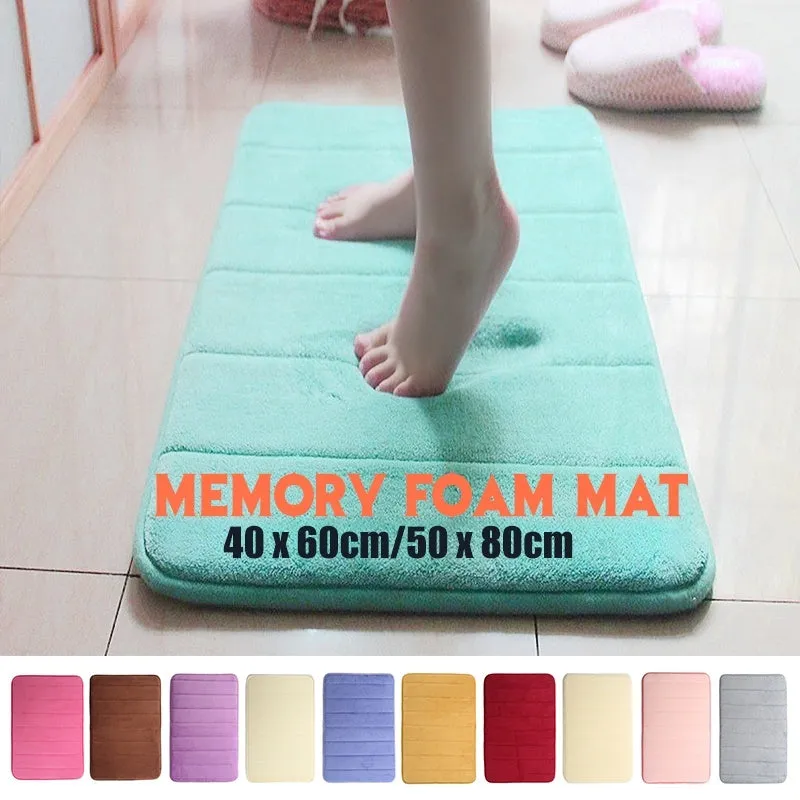 40 x 60cm/50 x 80cm Memory Foam Mat Absorbent Pad Non-slip Rugs Bathroom Shower Bath Mats Carpet Living Room