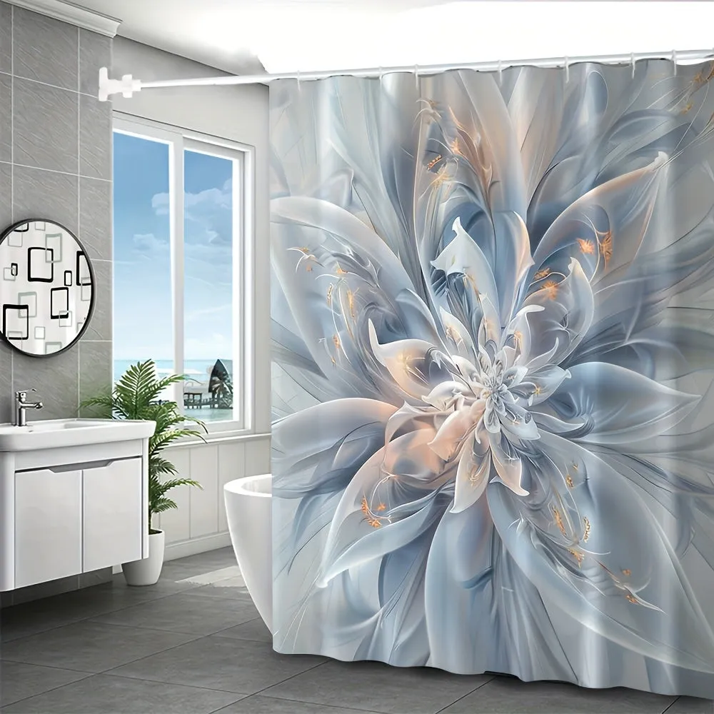 4pc Flower Bathroom Curtains Digital 3D Printing Waterproof Bathroom Curtains Set Bathroom Curtains Non Perforated Bathroom Curtains