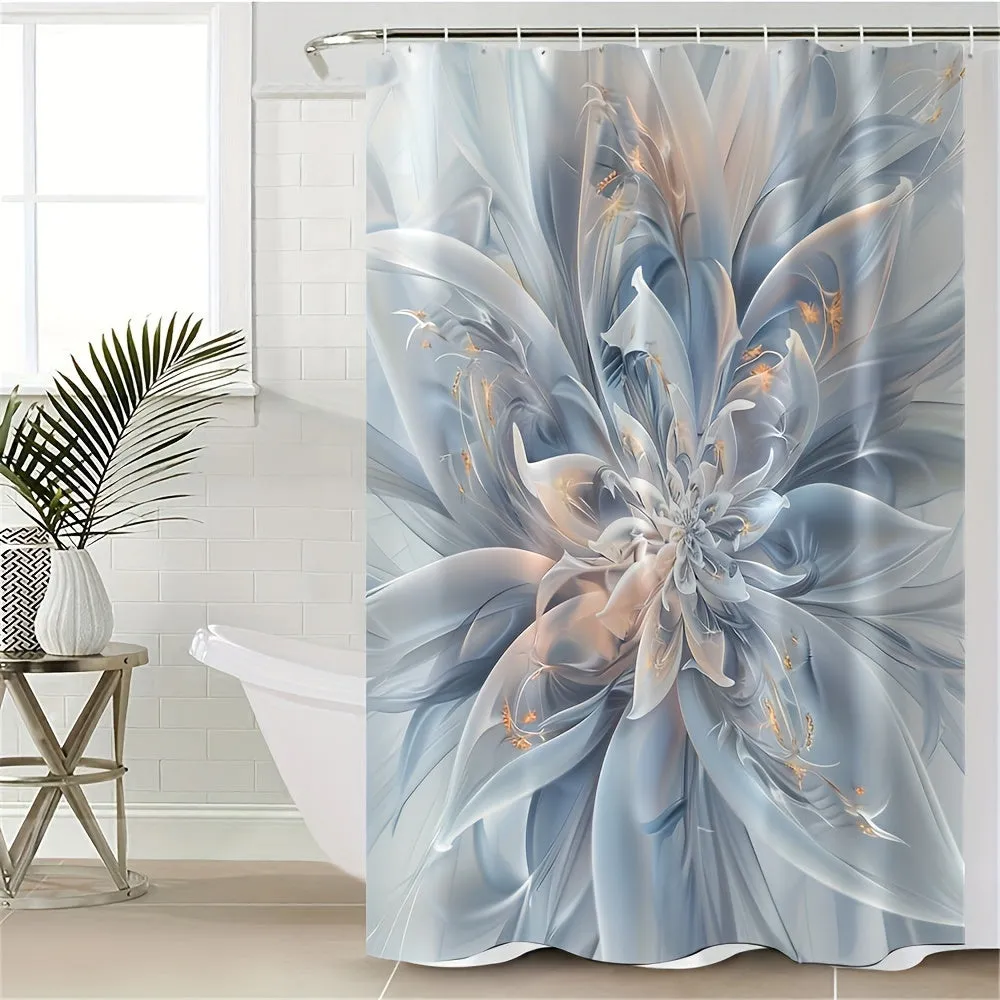 4pc Flower Bathroom Curtains Digital 3D Printing Waterproof Bathroom Curtains Set Bathroom Curtains Non Perforated Bathroom Curtains