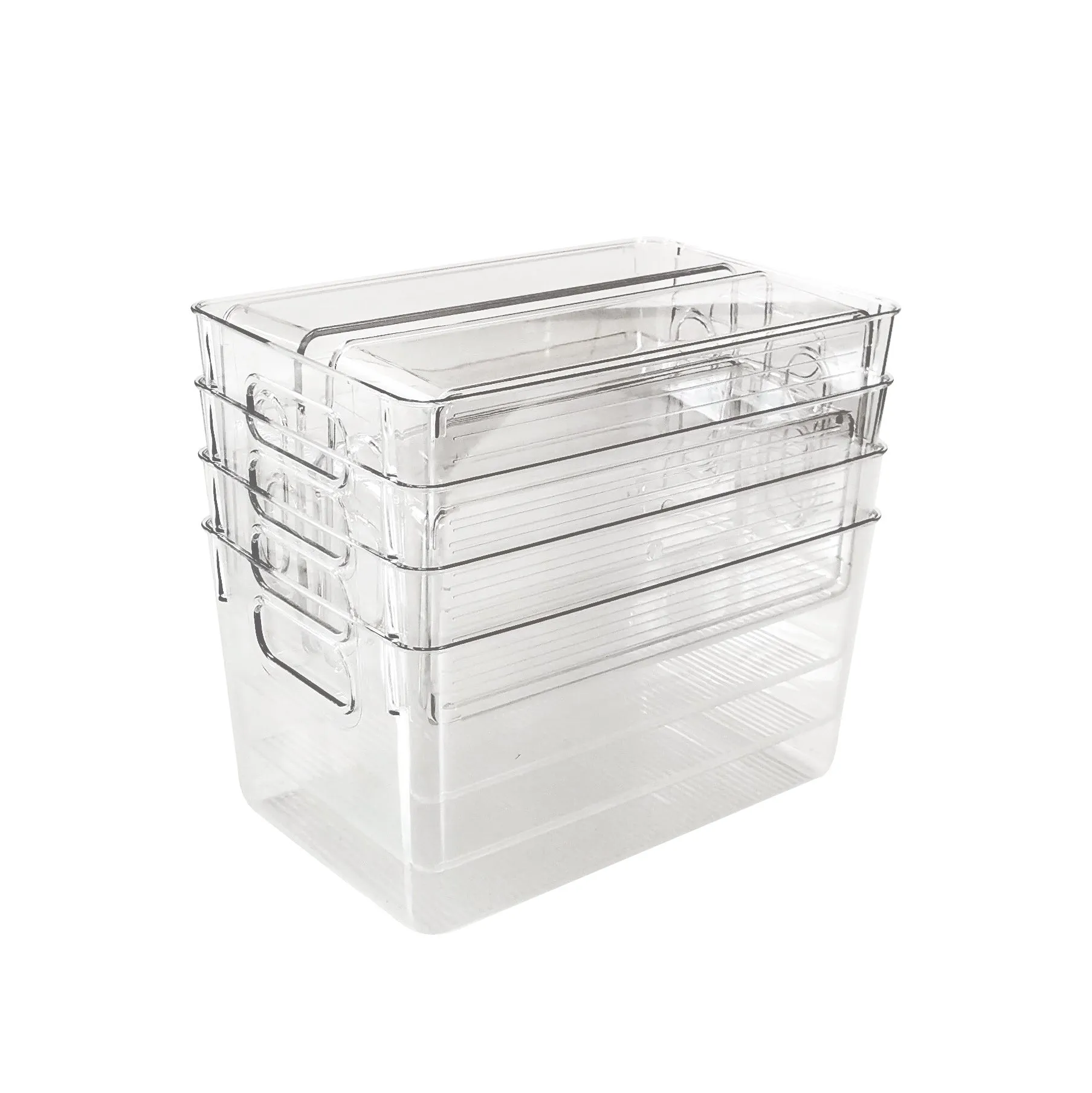 5Pcs Clear Refrigerator Organizer with Cutout Handles