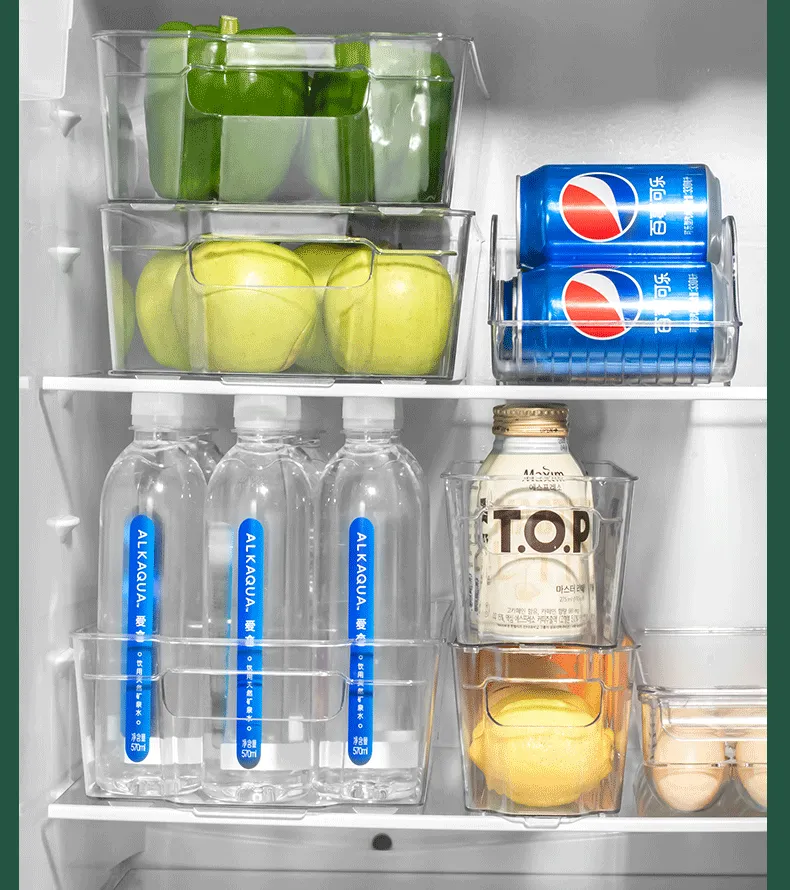 5Pcs Clear Refrigerator Organizer with Cutout Handles