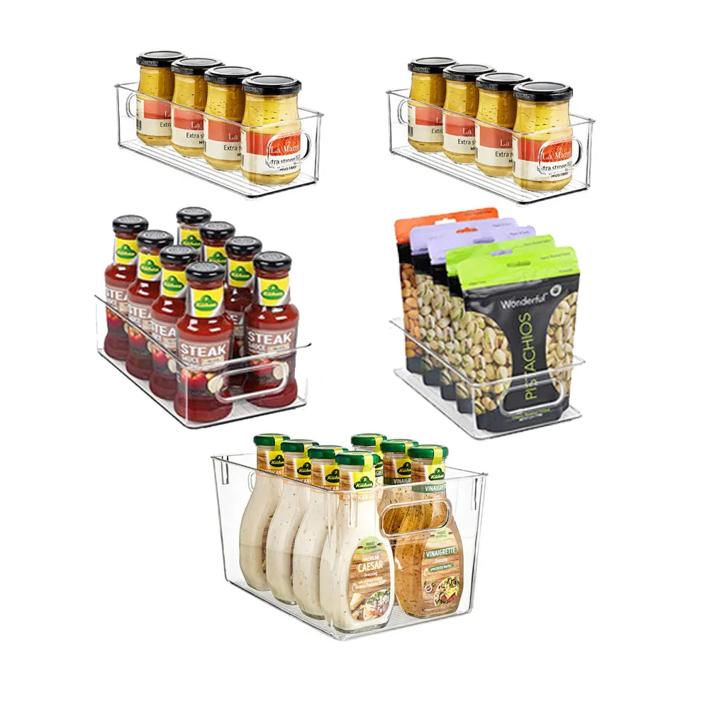 5Pcs Clear Refrigerator Organizer with Cutout Handles