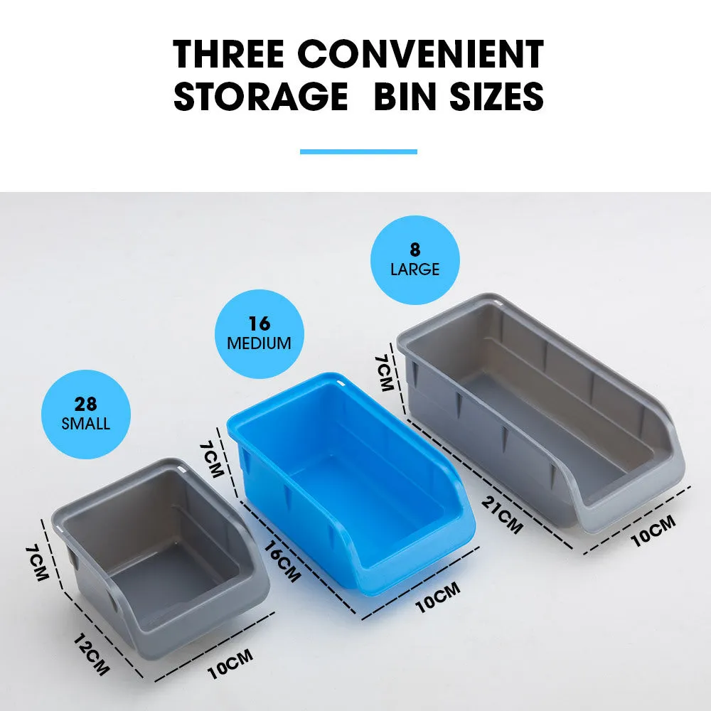 69pc Modular Wall Mounted Parts Bin Rack with Tool Holders