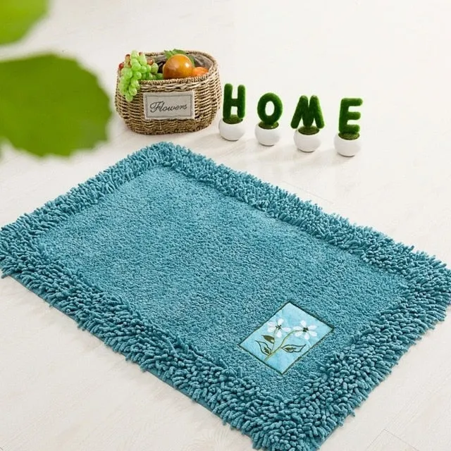 Absorbent Non-Slip Bathroom Mat Simple Solid Bath Carpet Quality Rectangle Floor Rug Oval Doormat Semicircle Kitchen Bath Mats