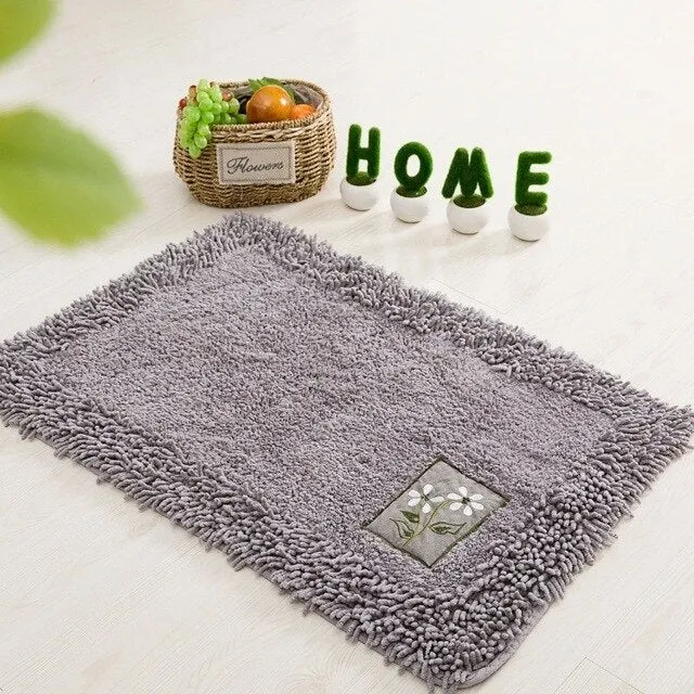 Absorbent Non-Slip Bathroom Mat Simple Solid Bath Carpet Quality Rectangle Floor Rug Oval Doormat Semicircle Kitchen Bath Mats