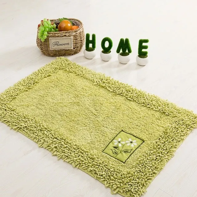 Absorbent Non-Slip Bathroom Mat Simple Solid Bath Carpet Quality Rectangle Floor Rug Oval Doormat Semicircle Kitchen Bath Mats