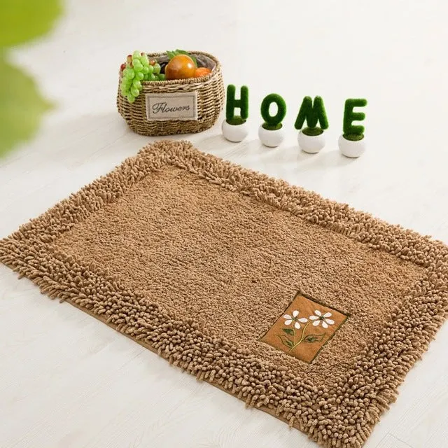 Absorbent Non-Slip Bathroom Mat Simple Solid Bath Carpet Quality Rectangle Floor Rug Oval Doormat Semicircle Kitchen Bath Mats