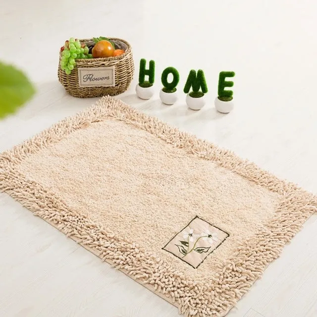 Absorbent Non-Slip Bathroom Mat Simple Solid Bath Carpet Quality Rectangle Floor Rug Oval Doormat Semicircle Kitchen Bath Mats