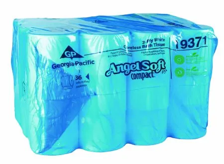 Angel Soft 19371 Compact Toilet Tissue White 2-Ply Standard Size, Case of 36