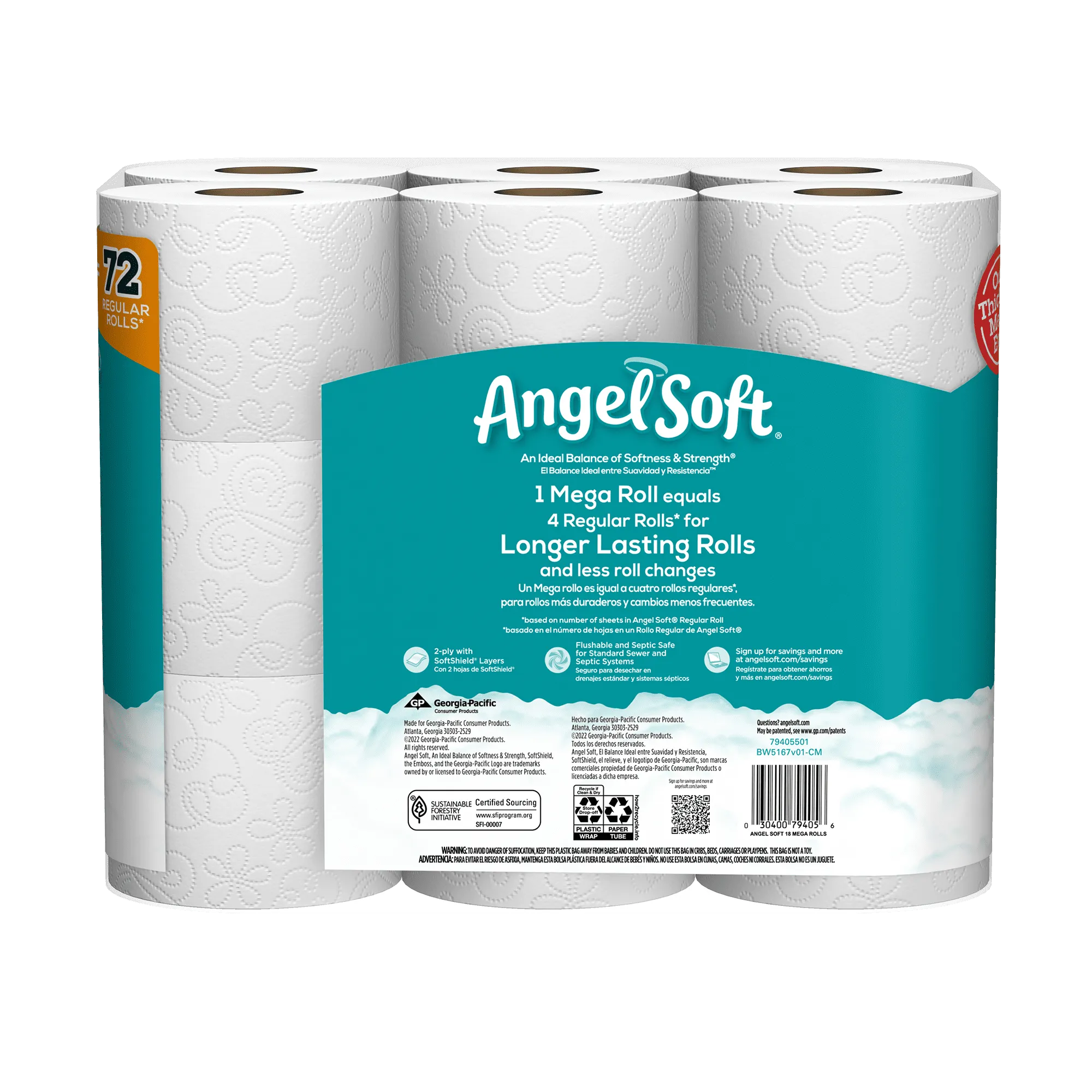 Angel Soft Toilet Paper, 18 Mega Rolls