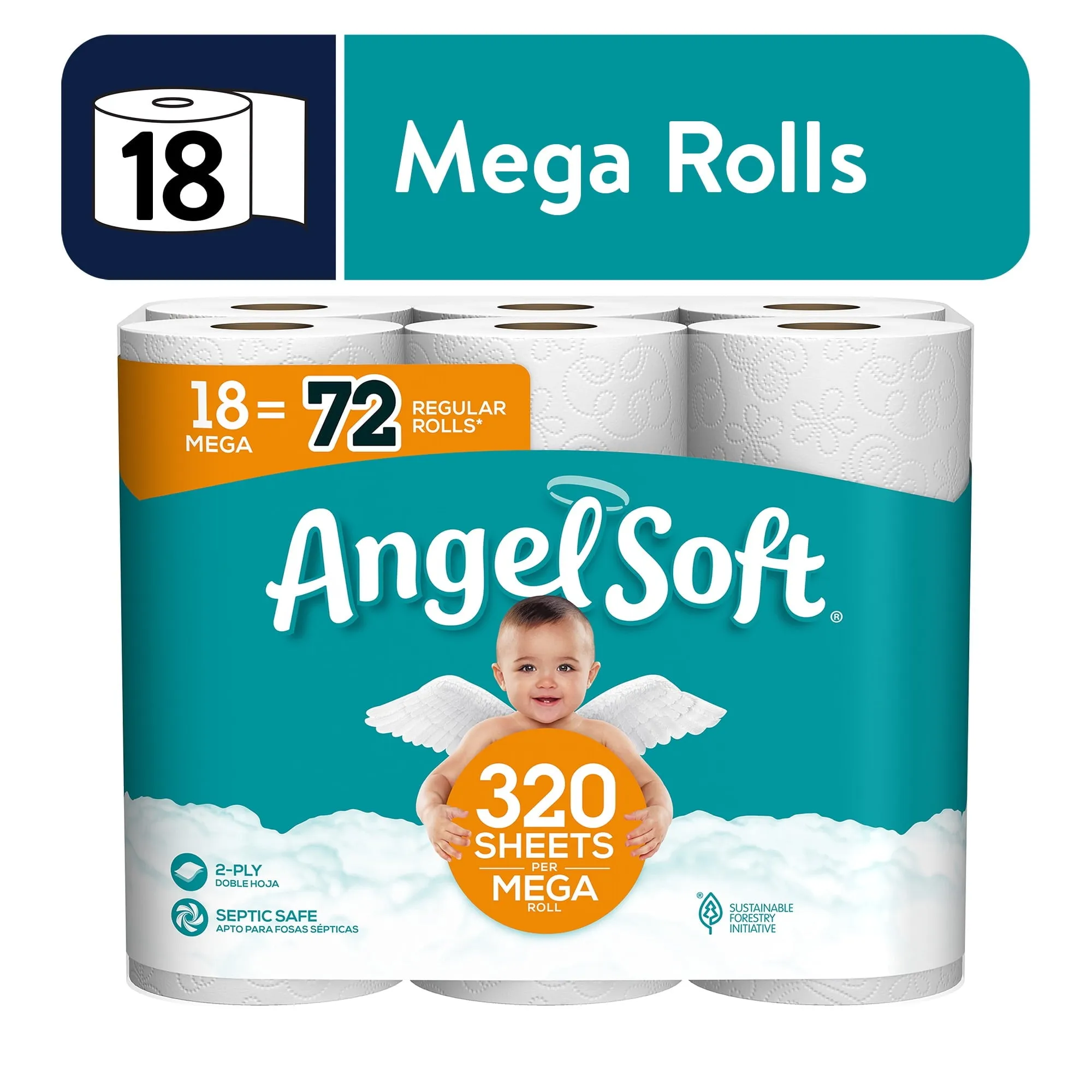 Angel Soft Toilet Paper, 18 Mega Rolls