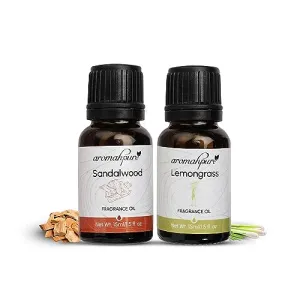 Aromahpure Fragrance Oil |30 ml|Pack of 2|Sandalwood,Lemongrass Aroma Oil for Home Fragrance|Best for Aromatherapy|Helps in concentration & meditation|Used in Diffusers, Candles, Air Fresheners, Soaps.