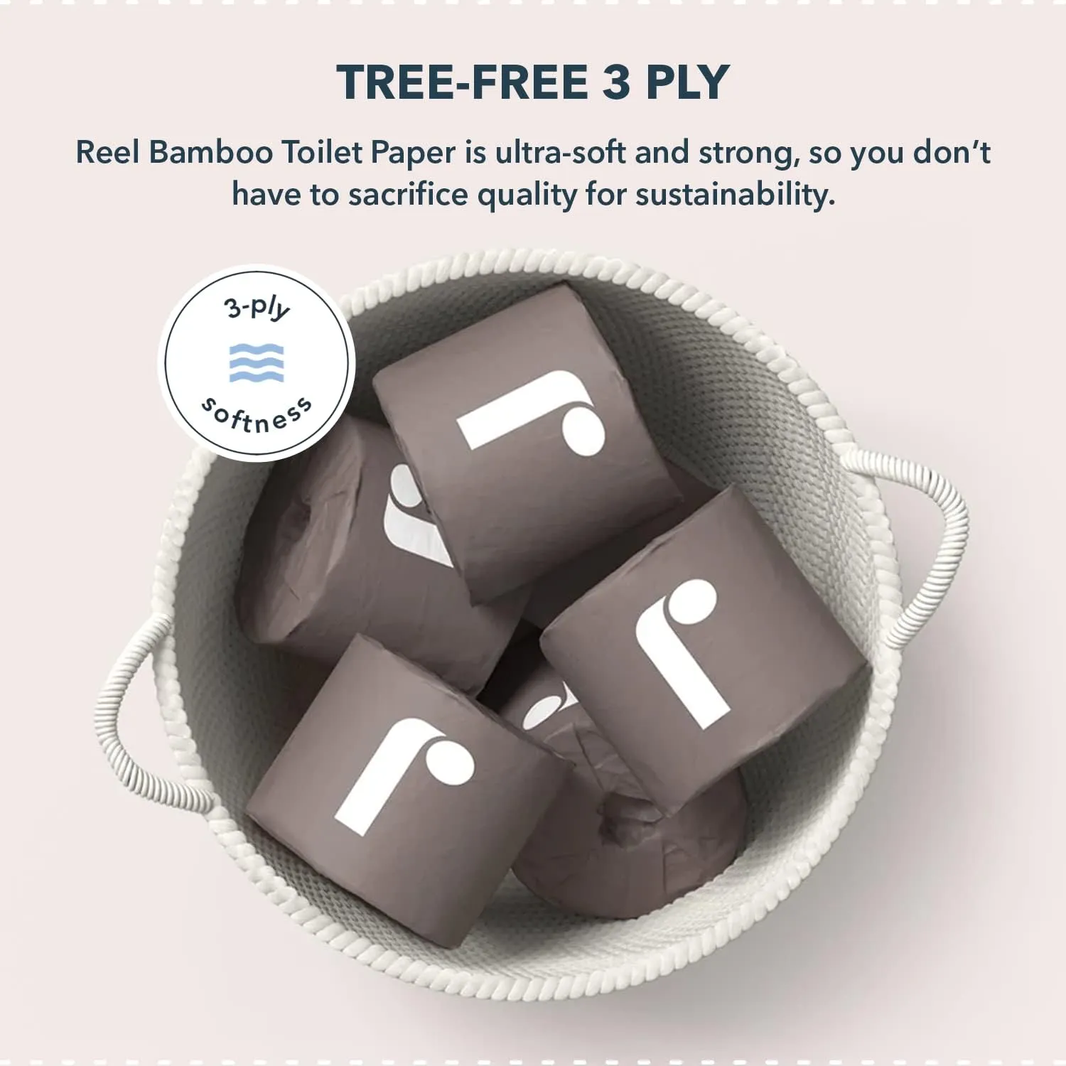 Bamboo Toilet Paper, 3-Ply Made From Tree-Free, 100% Bamboo Fibers, Eco-Friendly Zero Plastic Packaging