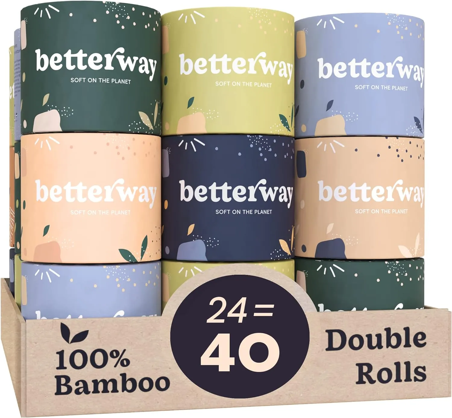 Bamboo Toilet Paper 3 Ply - Sustainable Tissue 360 Sheets Per Roll - Septic Safe - Organic, Plastic Free, Compostable & Biodegradable