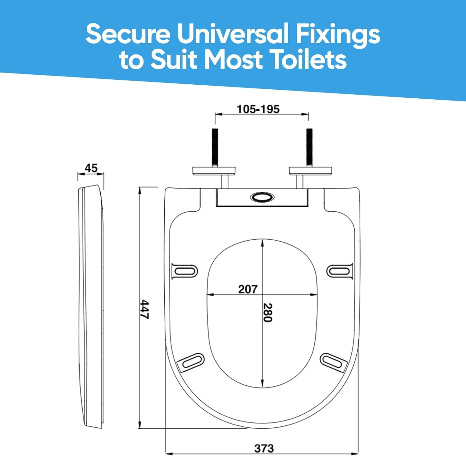 Blue Canyon D-Shaped Duroplastic Toilet Seat Soft Close White