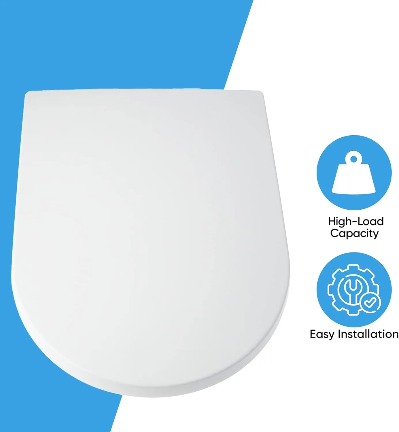 Blue Canyon D-Shaped Duroplastic Toilet Seat Soft Close White