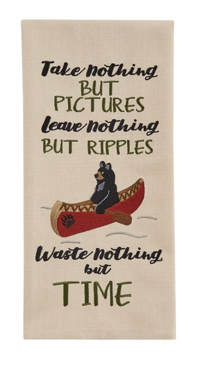 Canoe Bear Take Nothing Embroidered Kitchen Dish Towel Set