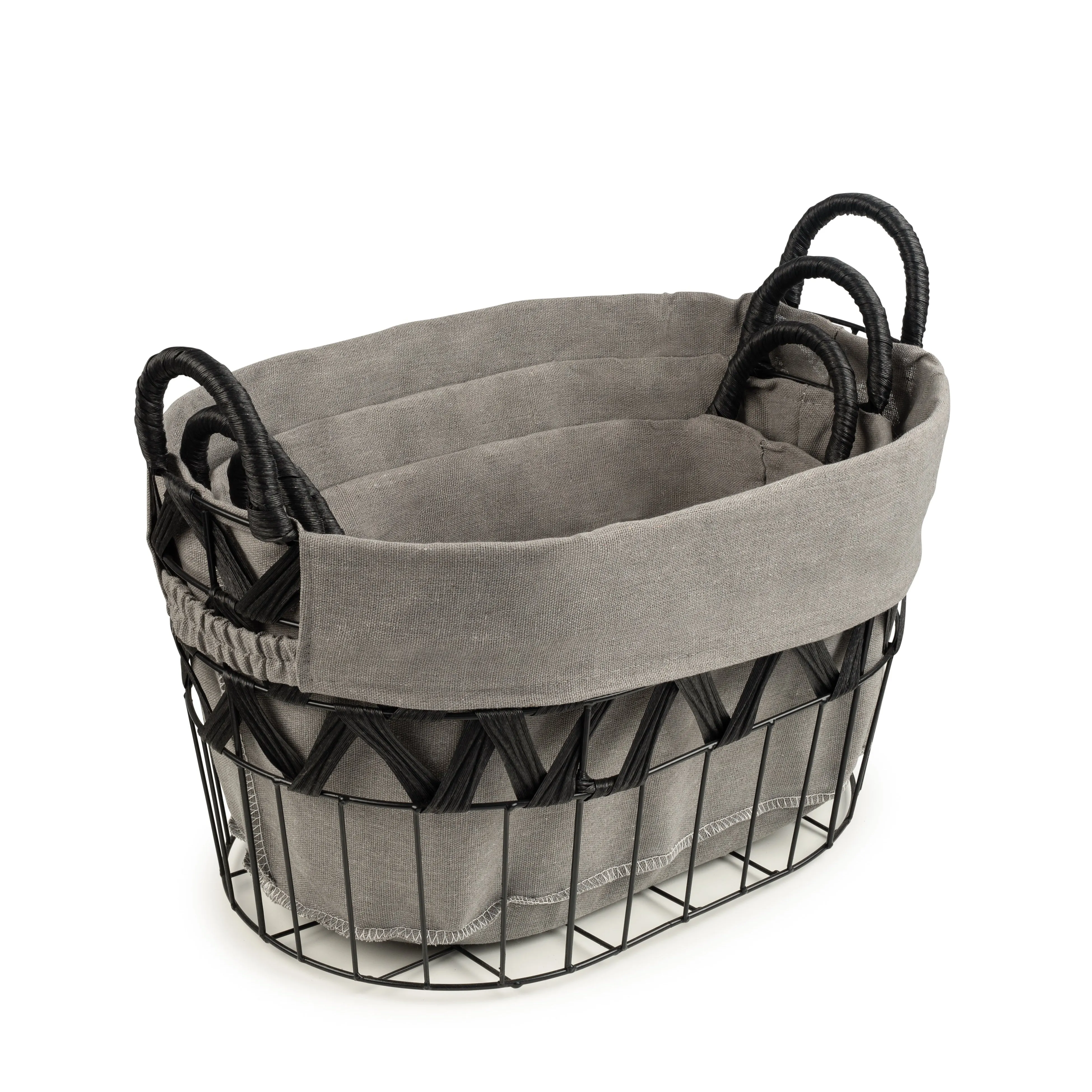 Chevron Wire Baskets with Liner (3 Pc)