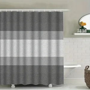 Chic Waterproof Shower Curtain with 12 Hooks - Simple Pattern, Machine Washable, Polyester Knit Fabric for All Seasons - Perfect Bathroom Decor