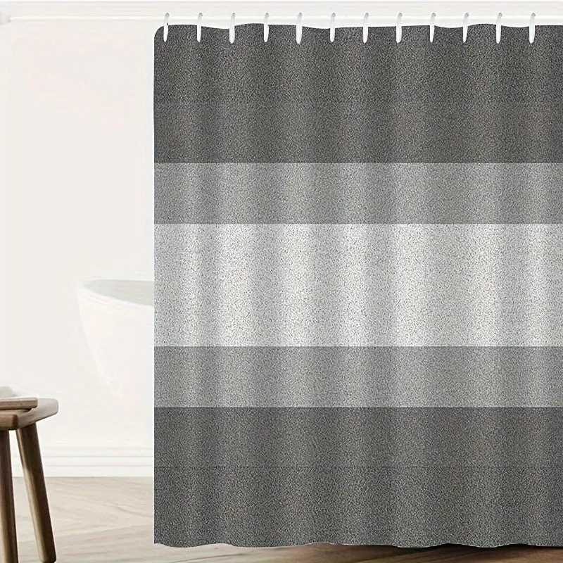 Chic Waterproof Shower Curtain with 12 Hooks - Simple Pattern, Machine Washable, Polyester Knit Fabric for All Seasons - Perfect Bathroom Decor