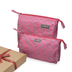 Combo -Wash Bag Tall & Makeup Bag Big - Geo Pink Flambé