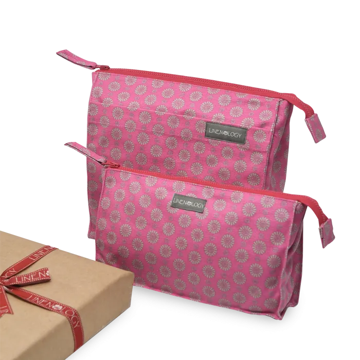 Combo -Wash Bag Tall & Makeup Bag Big - Geo Pink Flambé