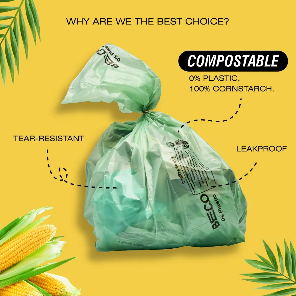 Compostable Garbage Bags, 19" x 21", Medium, Pack of 2, 15 bags/roll