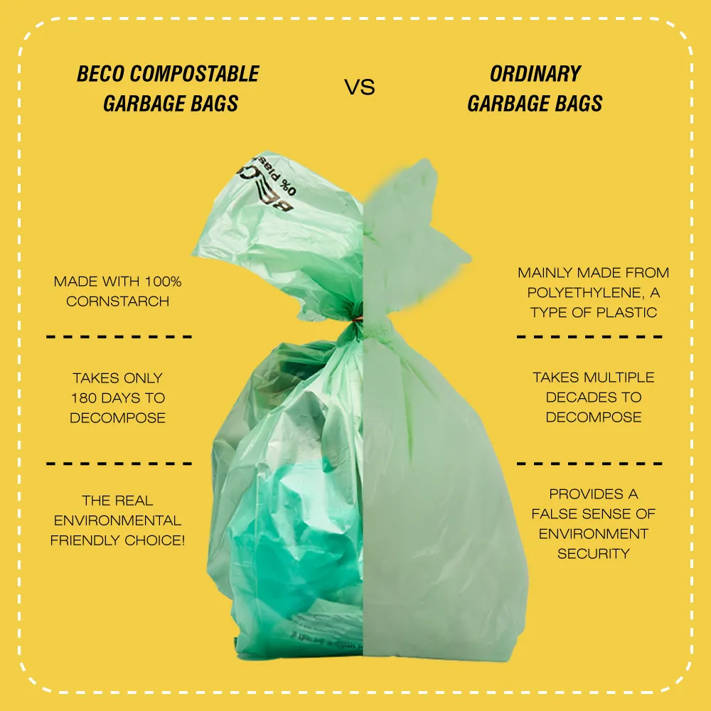 Compostable Garbage Bags, 19" x 21", Medium, Pack of 2, 15 bags/roll