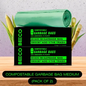 Compostable Garbage Bags, 19" x 21", Medium, Pack of 2, 15 bags/roll