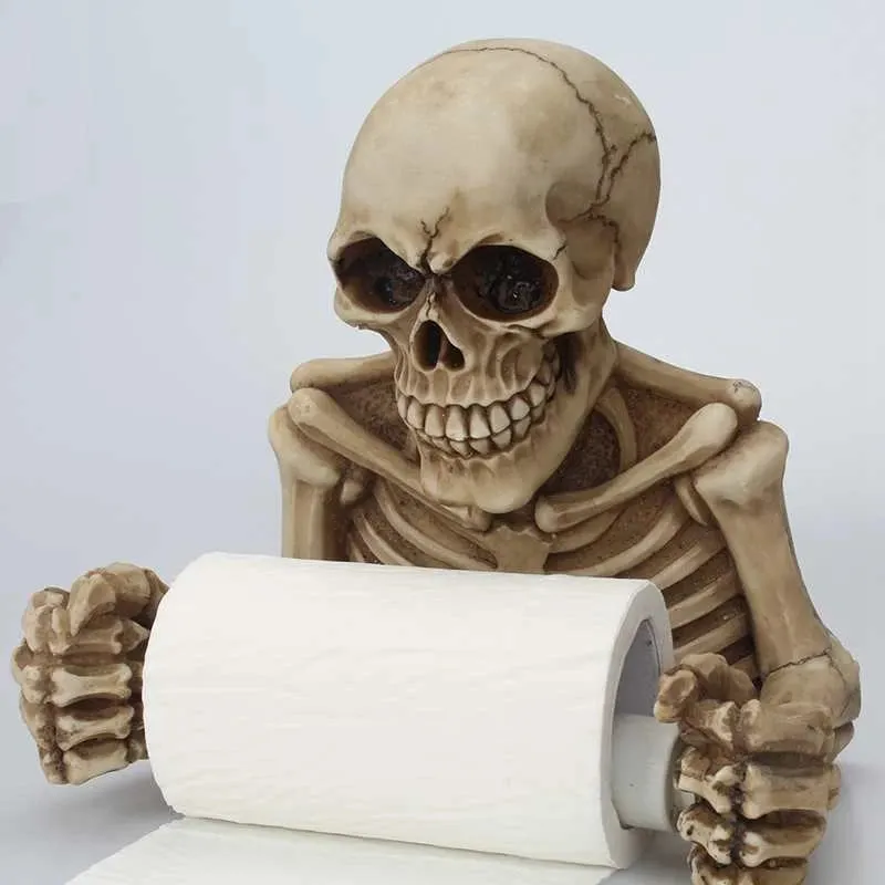 Creative Skull Skeleton  Bathroom Toilet Paper Holder Wall Mounted