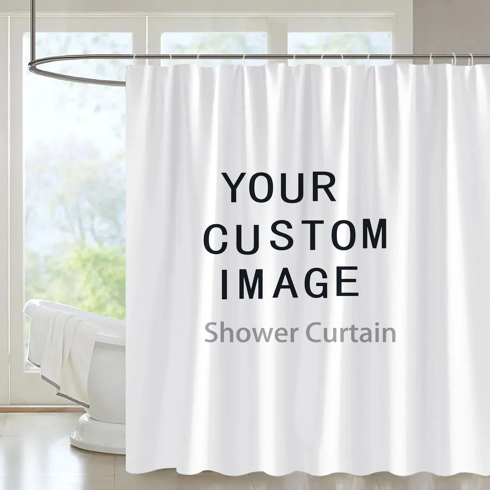 Custom Shower Curtain Bathroom Waterproof Curtains Customized Photo Polyester Bath Decor with Hooks POD Dropshipping Personalise