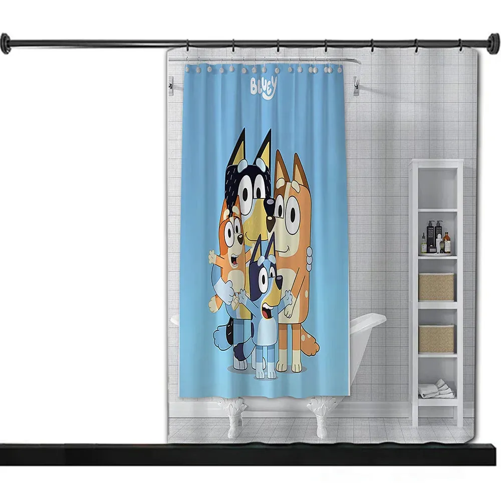 Cute cartoon B-BlueyS Shower Curtain Waterproof Polyester Fabric Paint Bath Curtains Home Bathroom Decor Curtain With Hook