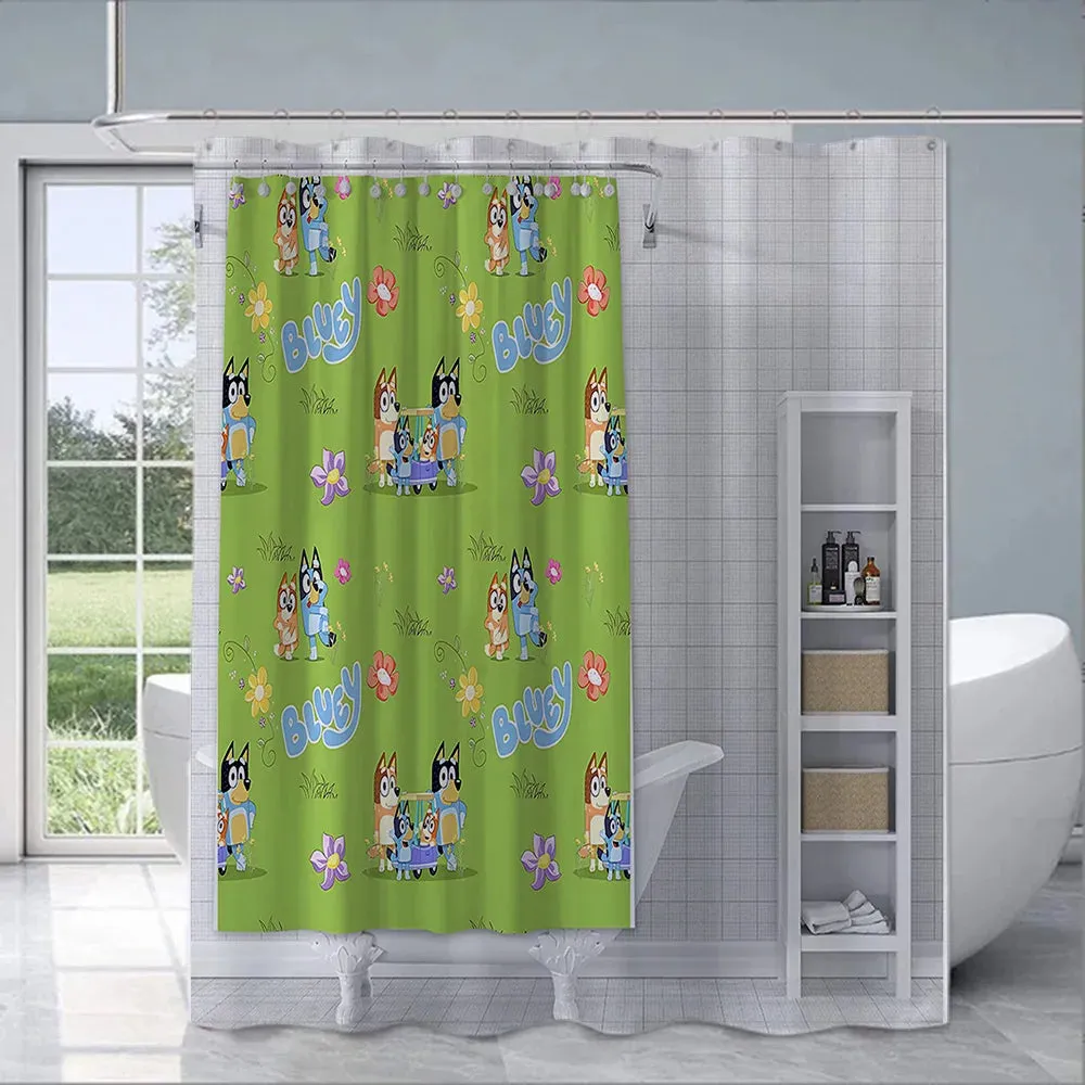 Cute cartoon B-BlueyS Shower Curtain Waterproof Polyester Fabric Paint Bath Curtains Home Bathroom Decor Curtain With Hook