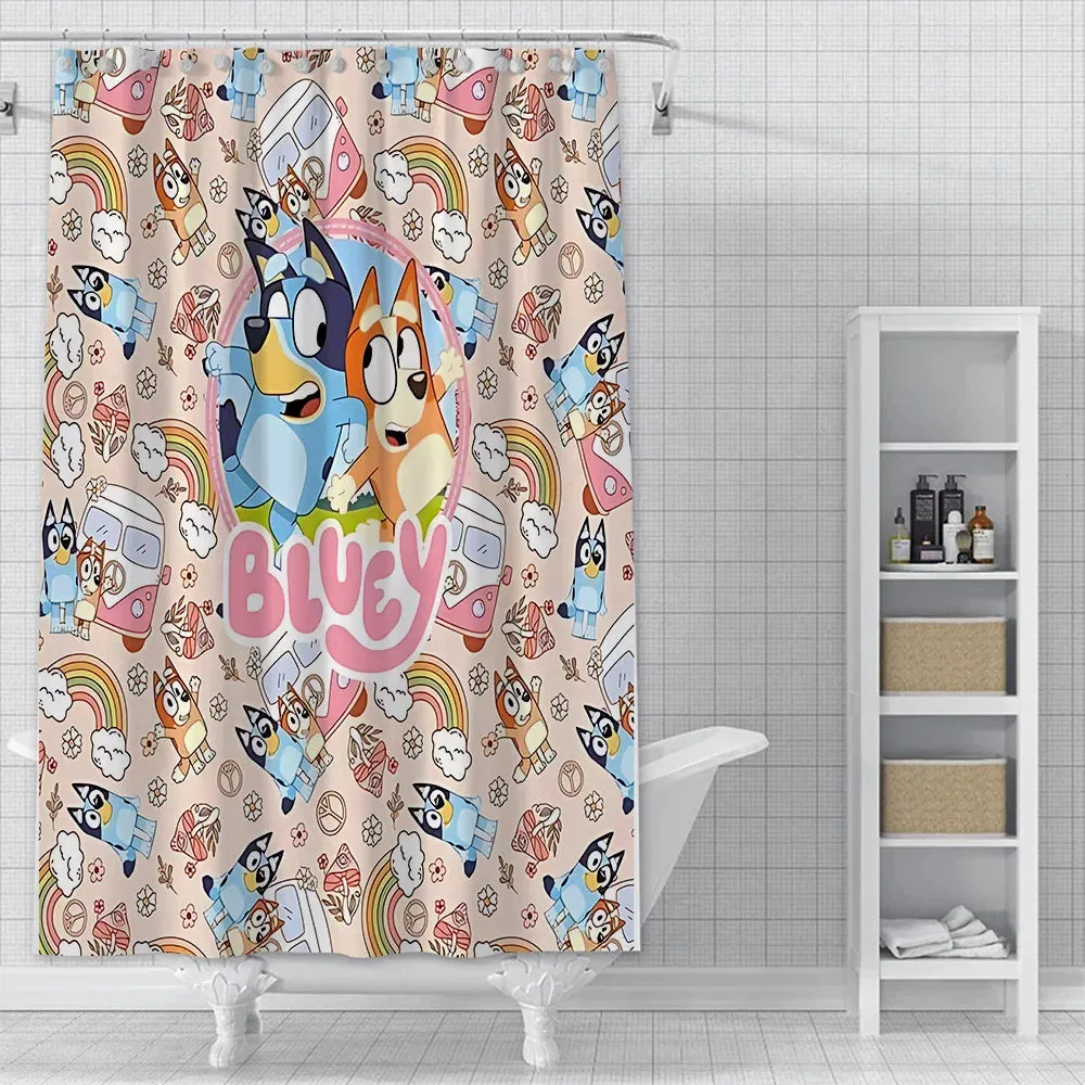 Cute cartoon B-BlueyS Shower Curtain Waterproof Polyester Fabric Paint Bath Curtains Home Bathroom Decor Curtain With Hook