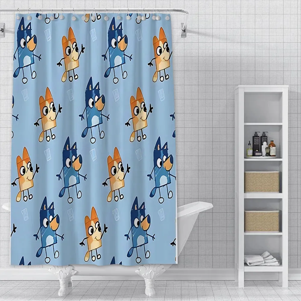 Cute cartoon B-BlueyS Shower Curtain Waterproof Polyester Fabric Paint Bath Curtains Home Bathroom Decor Curtain With Hook