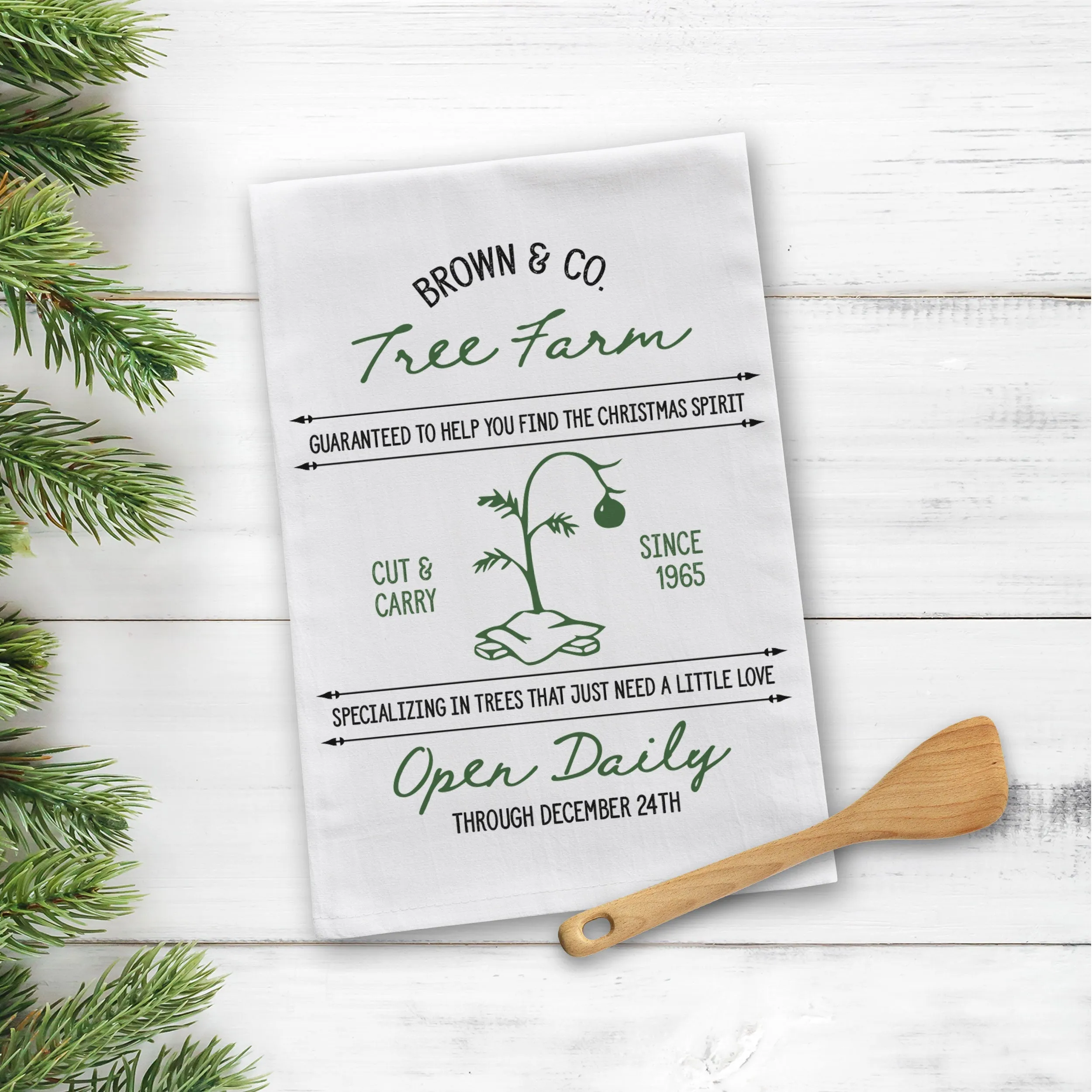 Cute Charlie Brown Christmas inspired tea towel christmas flour sack