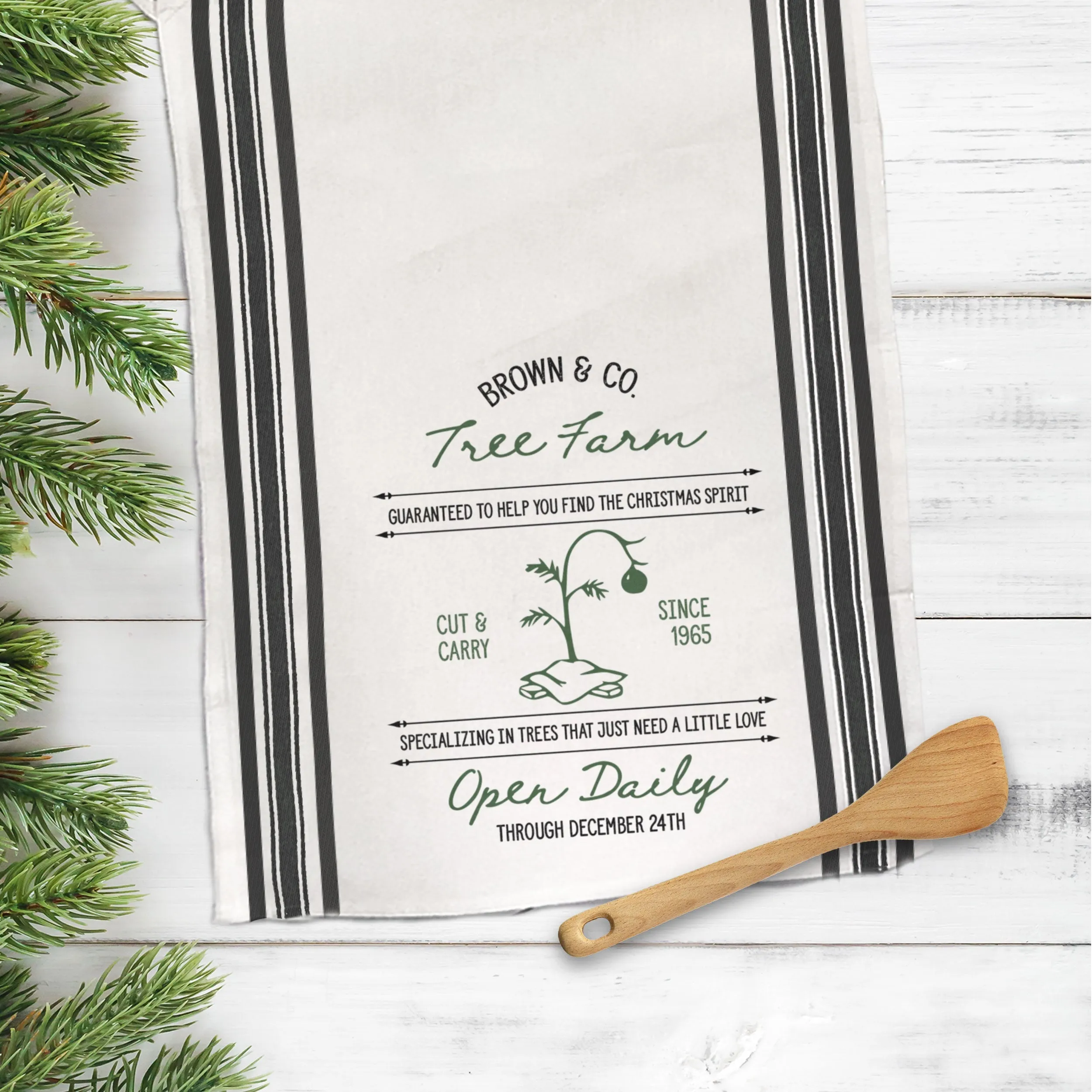 Cute Charlie Brown Christmas inspired tea towel christmas flour sack