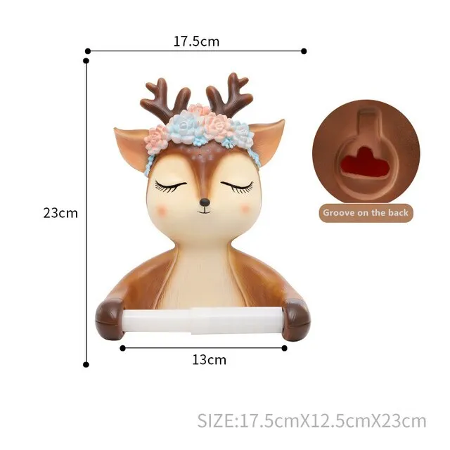 Decorative Deer Toilet Paper Roll Holder Bathroom Wall Mounted