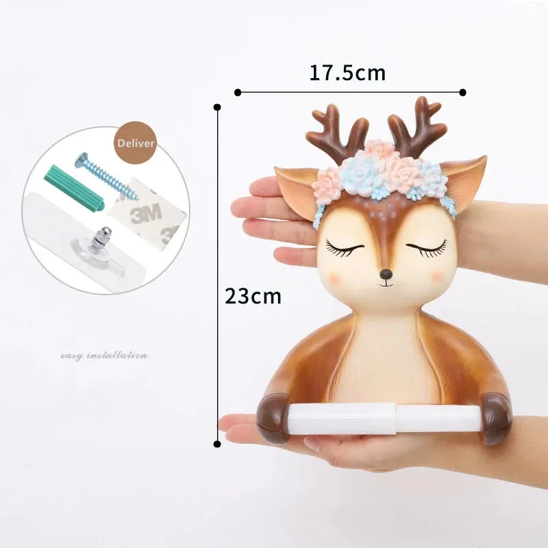 Decorative Deer Toilet Paper Roll Holder Bathroom Wall Mounted