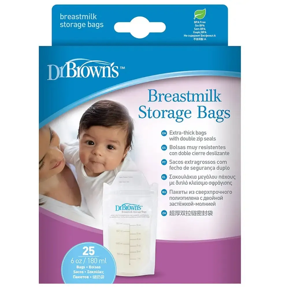 Dr. Browns Breastmilk Storage Bag (6 oz/180 ml), 25-Pack